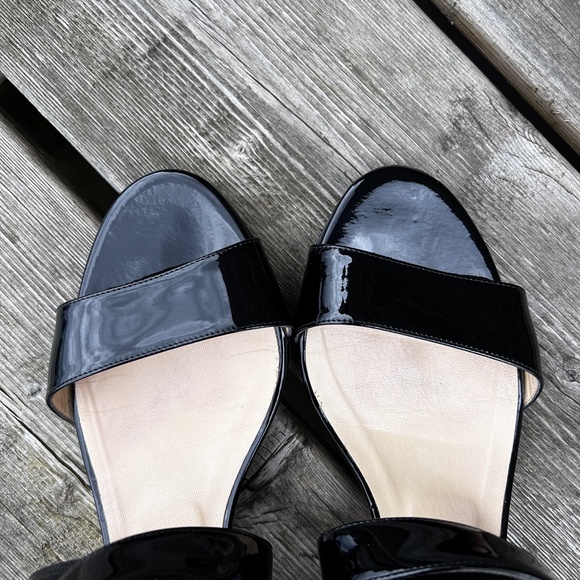 Jimmy Choo Patent-Leather Low Wedge Sandals - Picture 3 of 11